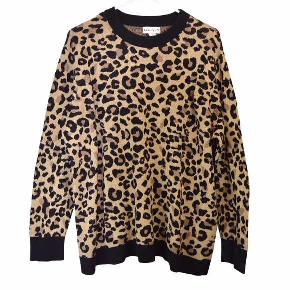 Leopard Crewneck Pullover Sweater 3x 